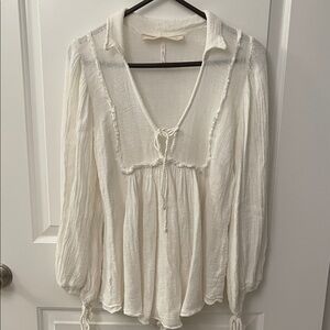 Jen's Pirate Booty Cream Romantic Cotton Blouse